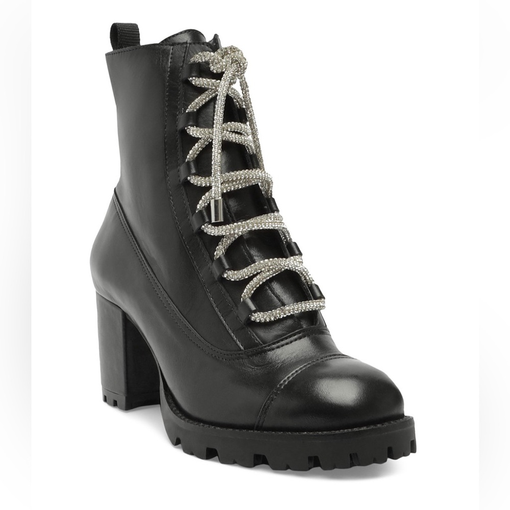 SCHUTZ Women's Kaile Lace Up Lug High Heel Boots- worn 2x comes w/shoe bag